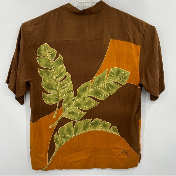 Tommy Bahama Mens XL Brown Palm Tree 100% Silk Short Sleeve Hawaiian Shirt - Picture 3 of 5